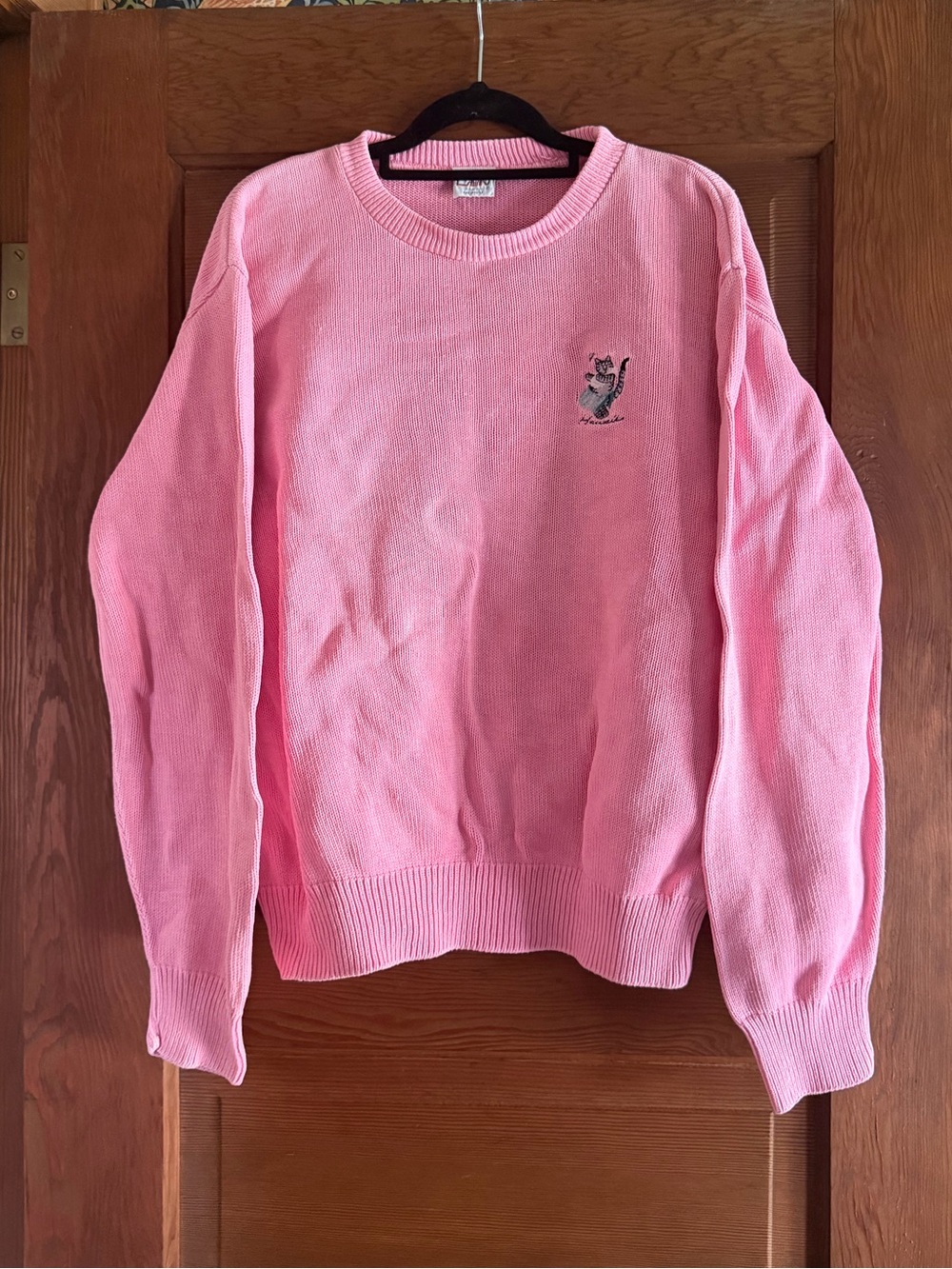 RARE Vintage Kliban Cat Hawaii Crazy Shirts Pink Crewneck Sweater Size M